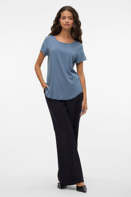Blouse met korte mouwen - blauw