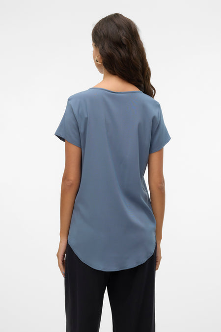 Blouse met korte mouwen - blauw
