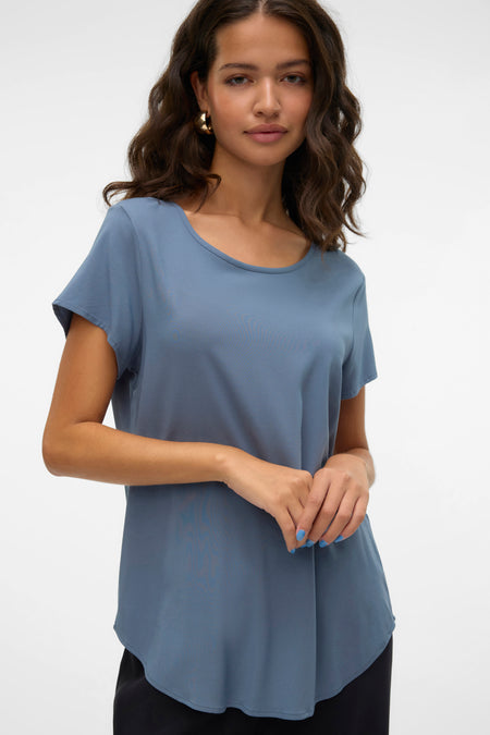 Blouse met korte mouwen - blauw