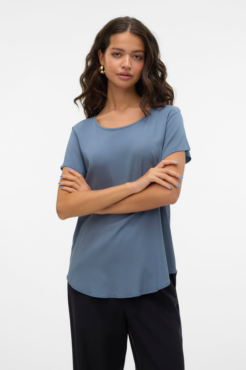 Blouse met korte mouwen - blauw