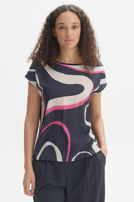 Blouse met korte mouwen - blauw