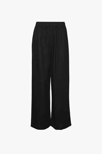 Pantalon noir VERO MODA à jambes larges et cordon de serrage à la taille.