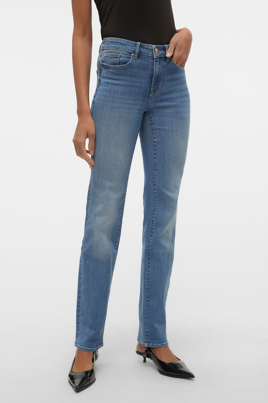 Straight jeans - mid blue denim - VERO MODA®