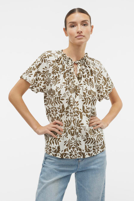 VMIMMA S/S V-NECK TOP WVN BTQ