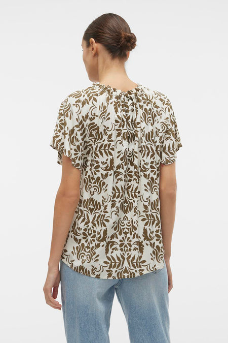 VMIMMA S/S V-NECK TOP WVN BTQ