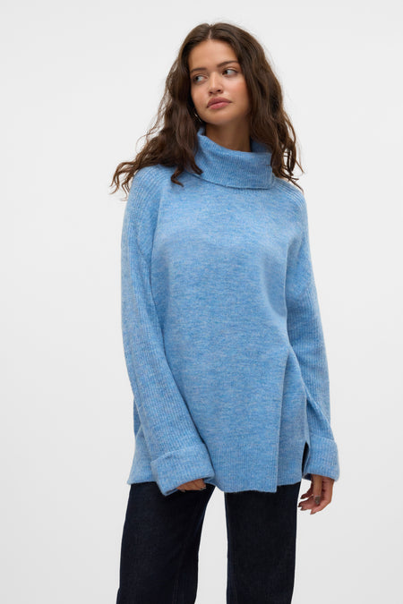 Pull met rolkraag - blauw