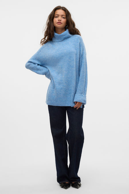Pull met rolkraag - blauw