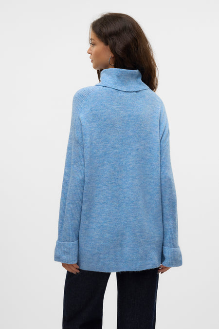 Pull met rolkraag - blauw