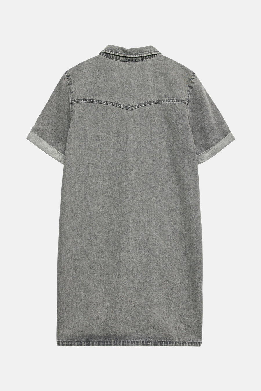 Grijs kleedje met korte mouwen van VERO MODA, met een western-geïnspireerde pasvorm op de rug.