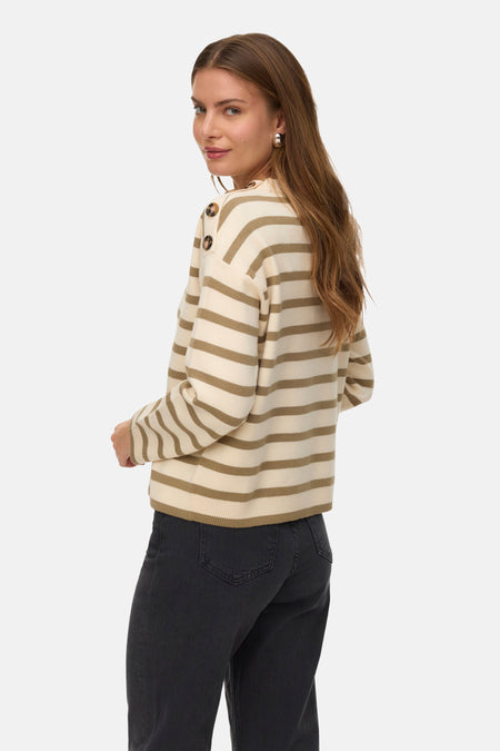 Pull met ronde hals - beige