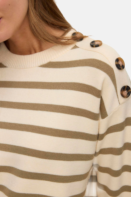 Pull met ronde hals - beige
