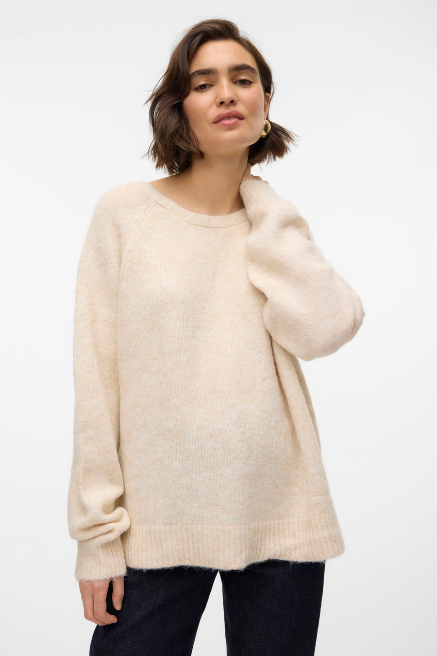 Pull met ronde hals - beige - VERO MODA®