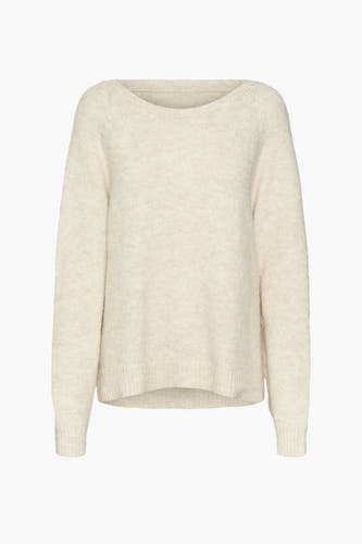 Gilet beige avec col rond de VERO MODA, texture douce et longues manches.