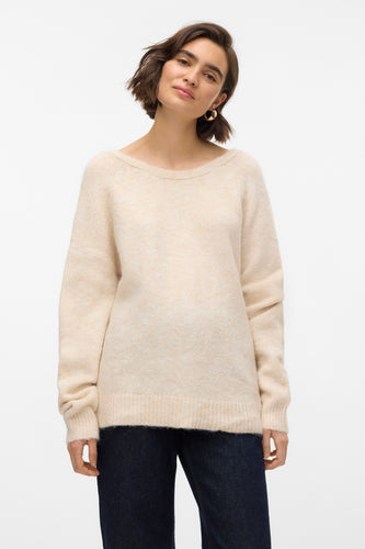 Pull met ronde hals - beige - VERO MODA®