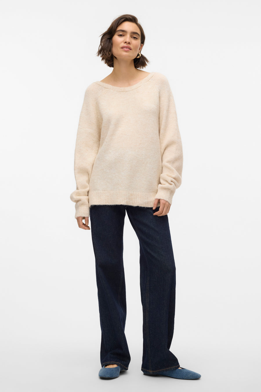 Pull met ronde hals - beige - VERO MODA®