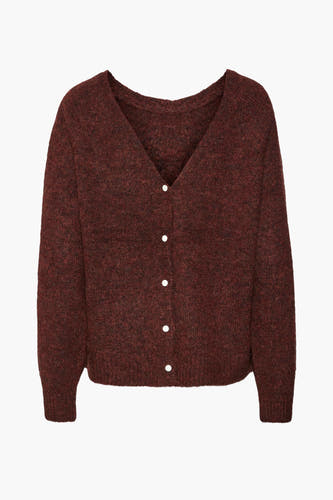 Bruine trui met ronde hals van VERO MODA, voorzien van lange mouwen en een gebreide textuur.