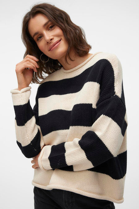 Pull met ronde hals - zwart