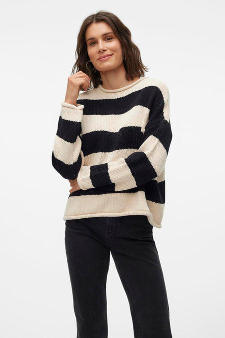 Pull met ronde hals - zwart