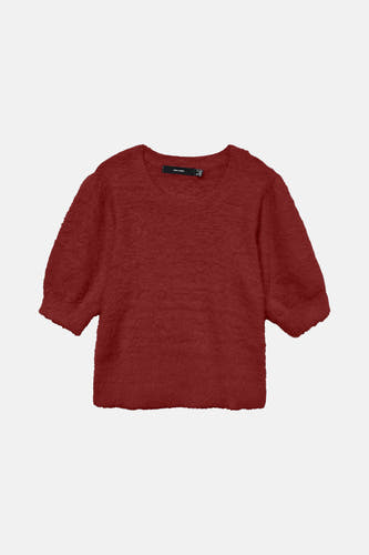 Sweat-shirt rouge avec col rond de Vero Moda, avec des manches courtes et une texture douce.