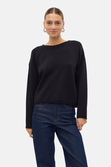 Pull met ronde hals - zwart