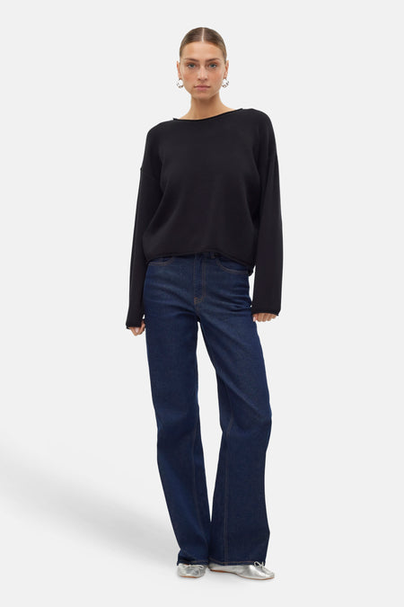 Pull met ronde hals - zwart