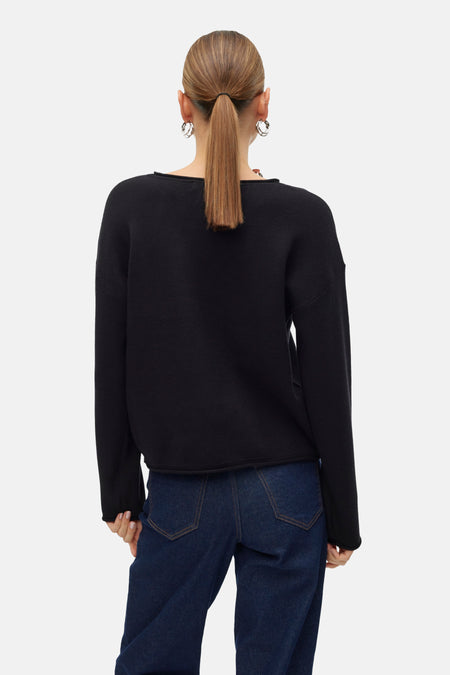 Pull met ronde hals - zwart