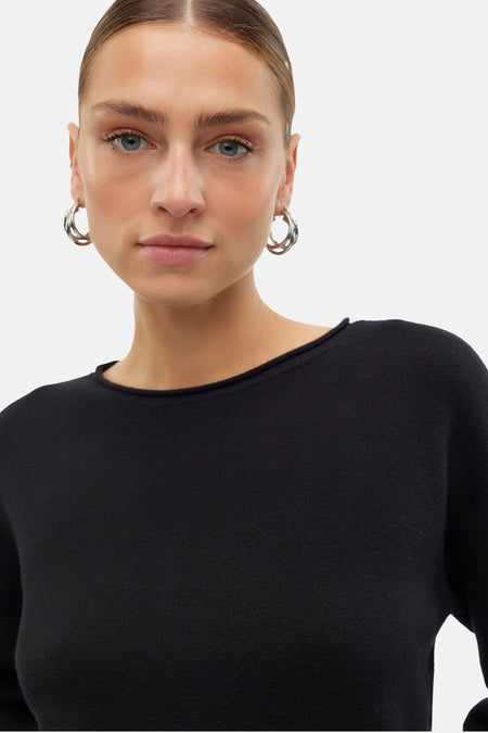 Pull met ronde hals - zwart