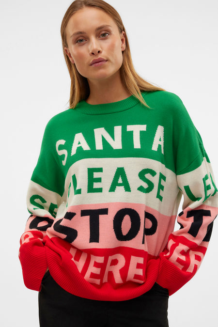 VMSANTATEXT LS O-NECK PULLOVER XMAS