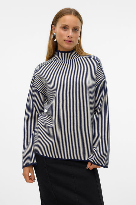 VMGOLD LS HIGHNECK PINSTRIPE PULLOVER GA