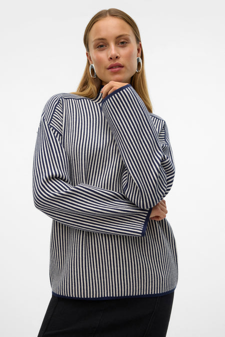 VMGOLD LS HIGHNECK PINSTRIPE PULLOVER GA