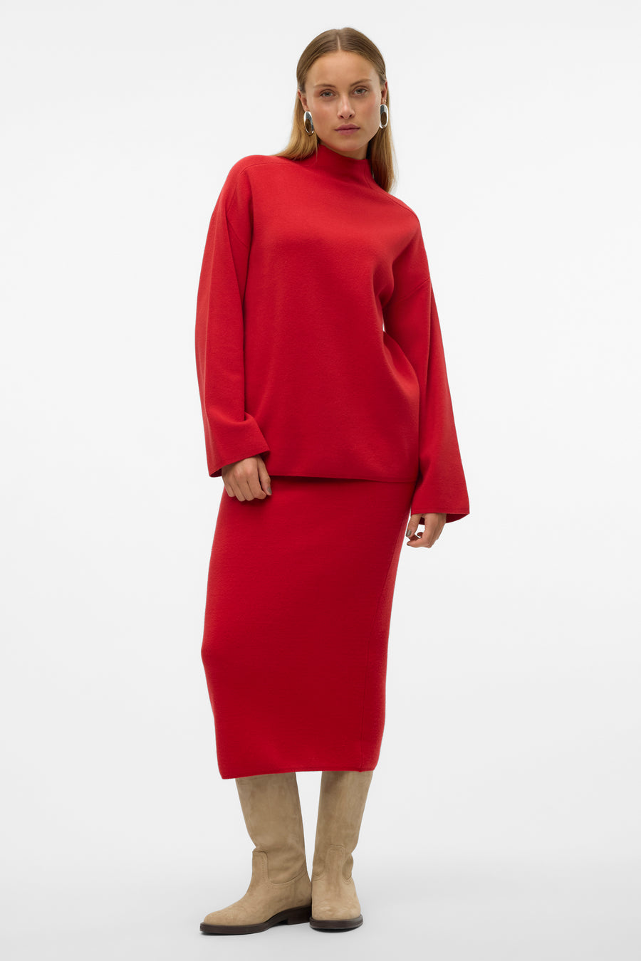 Pull met rolkraag - rood - VERO MODA®