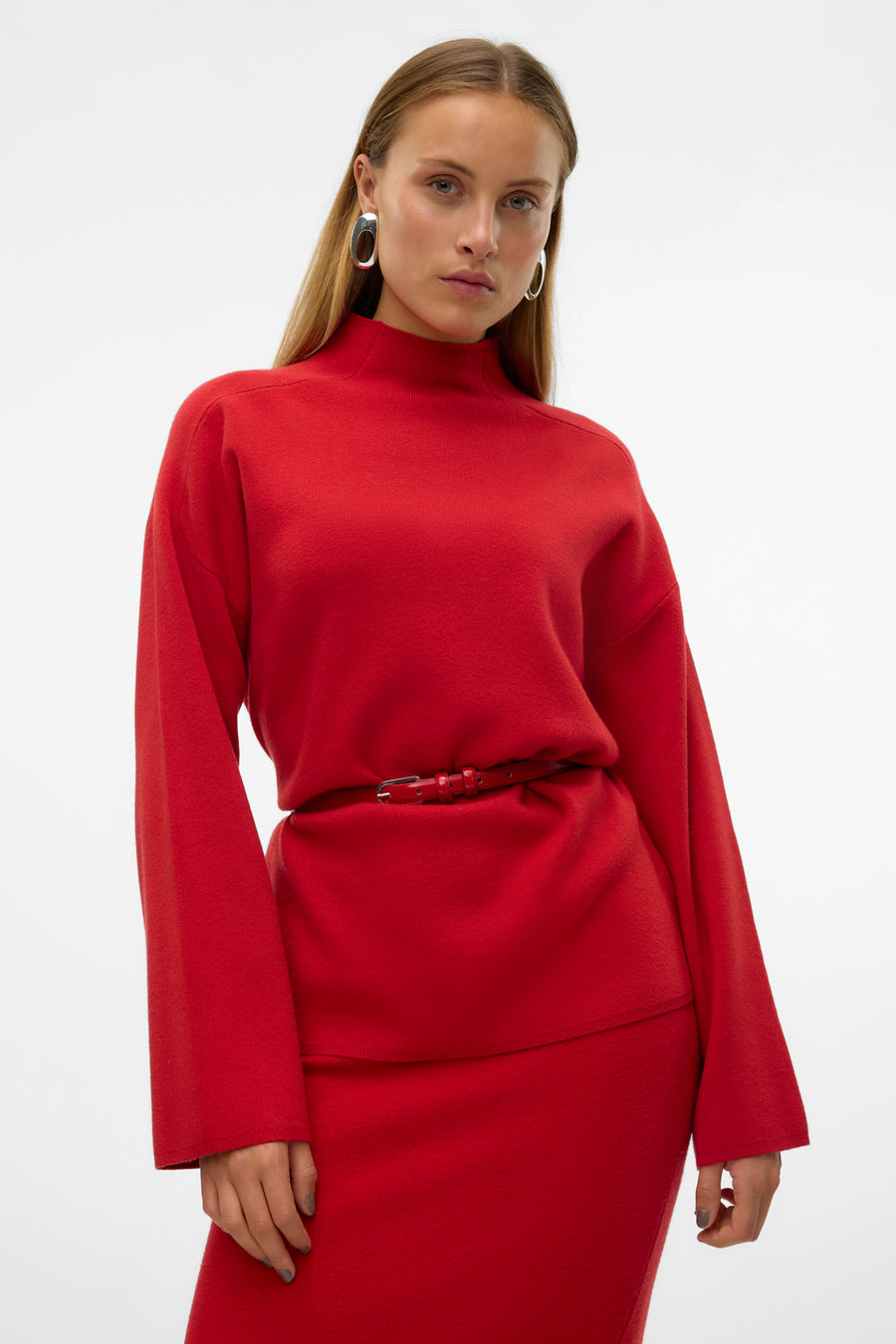 Pull met rolkraag - rood - VERO MODA®