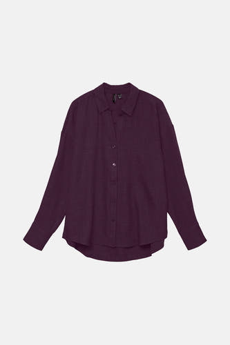 Paars hemd met lange mouwen van VERO MODA, met knoopsluiting en een subtiele textuur.