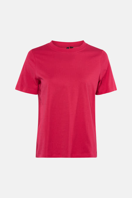 Roze T-shirt met korte mouwen van VERO MODA®, effen en casual model.
