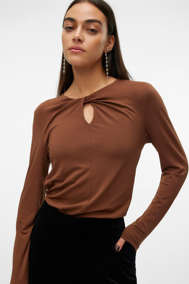 Blouse met lange mouwen - bruin