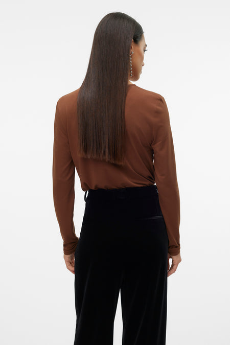 Blouse met lange mouwen - bruin