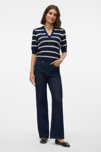 Pull met V-hals - blauw