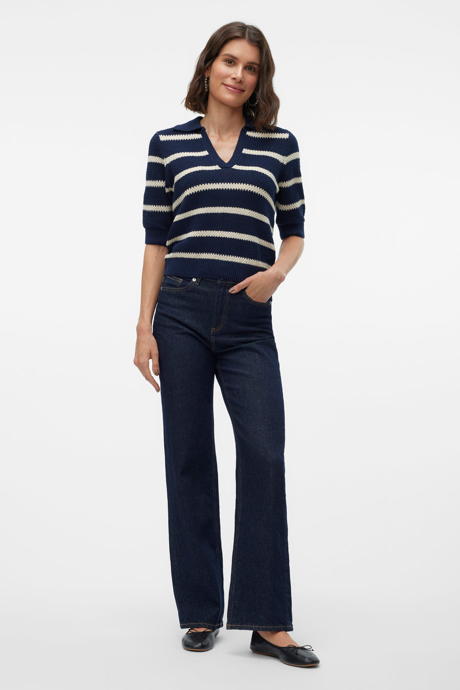 Pull met V-hals - blauw