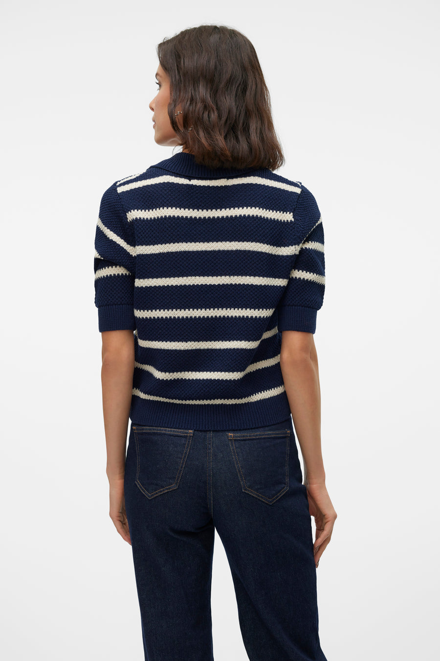 Pull met V-hals - blauw