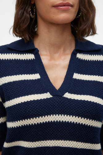 Pull met V-hals - blauw