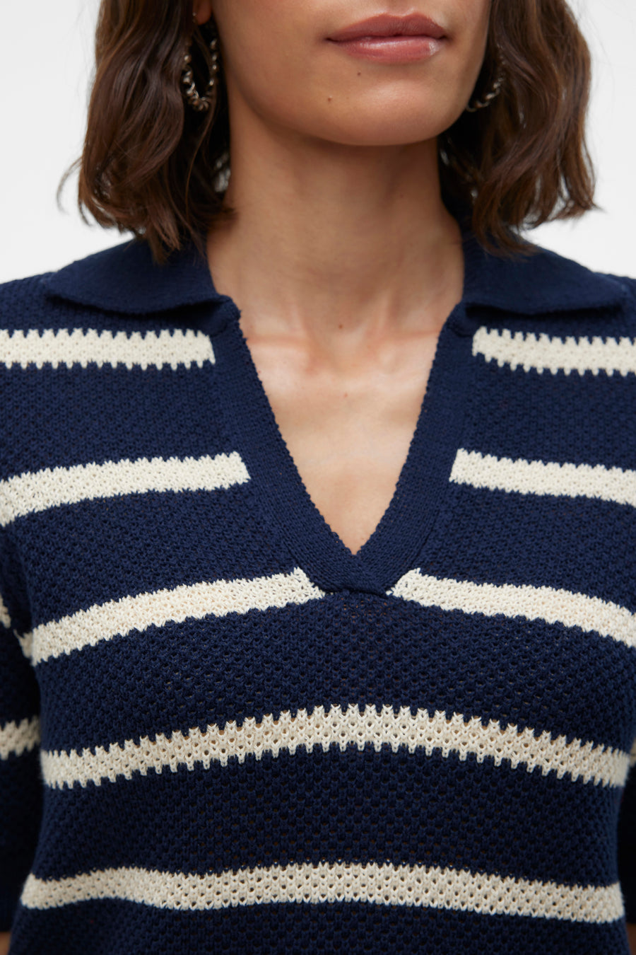 Pull met V-hals - blauw