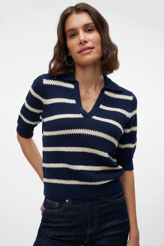 Pull met V-hals - blauw