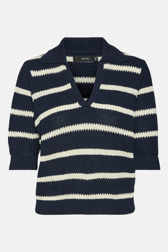 Pull met V-hals - blauw