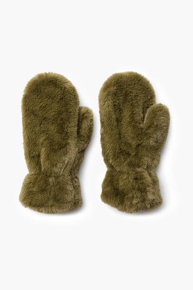Groene handschoenen van imitatiebont van VERO MODA, warme en zachte winteraccessoires.