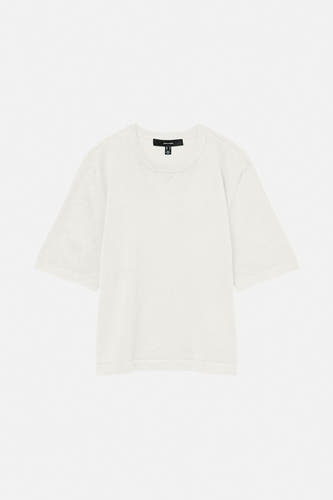 Witte trui met ronde hals van VERO MODA®, effen stof en korte mouwen.