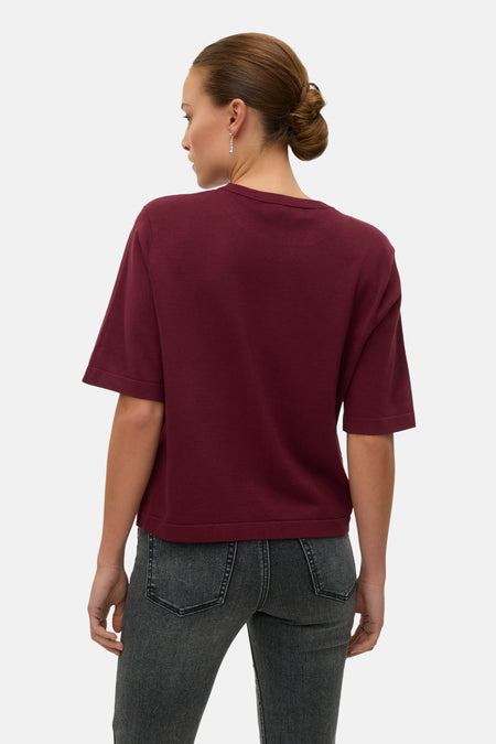 Pull met ronde hals - Bordeaux