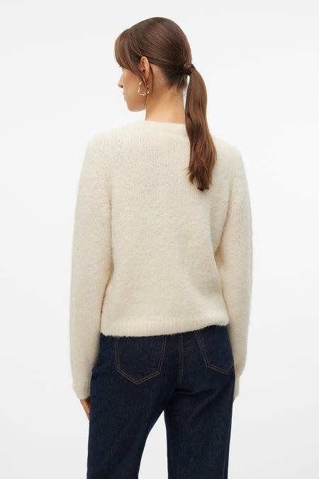 Pull met ronde hals - ecru