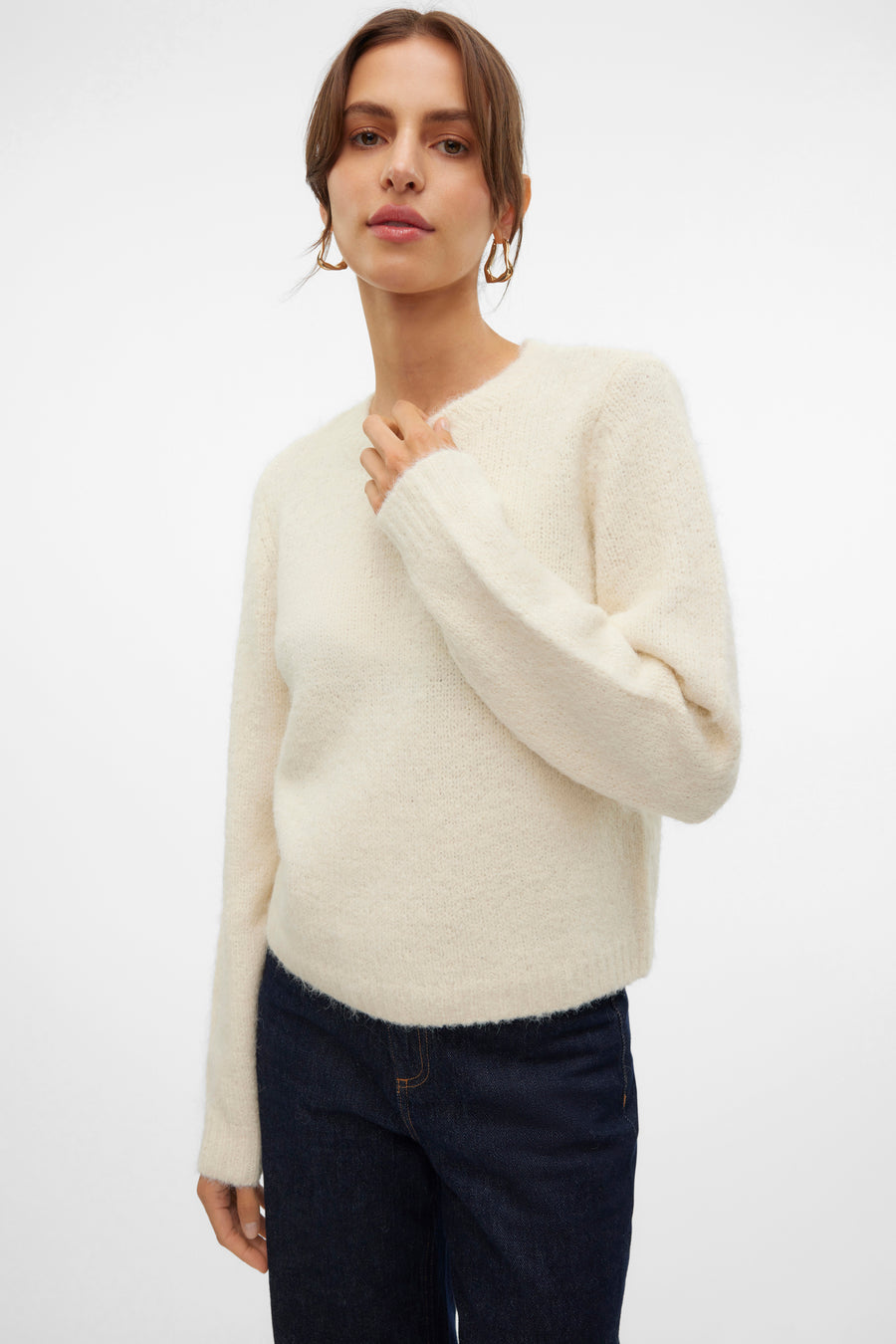 Pull met ronde hals - ecru - VERO MODA®