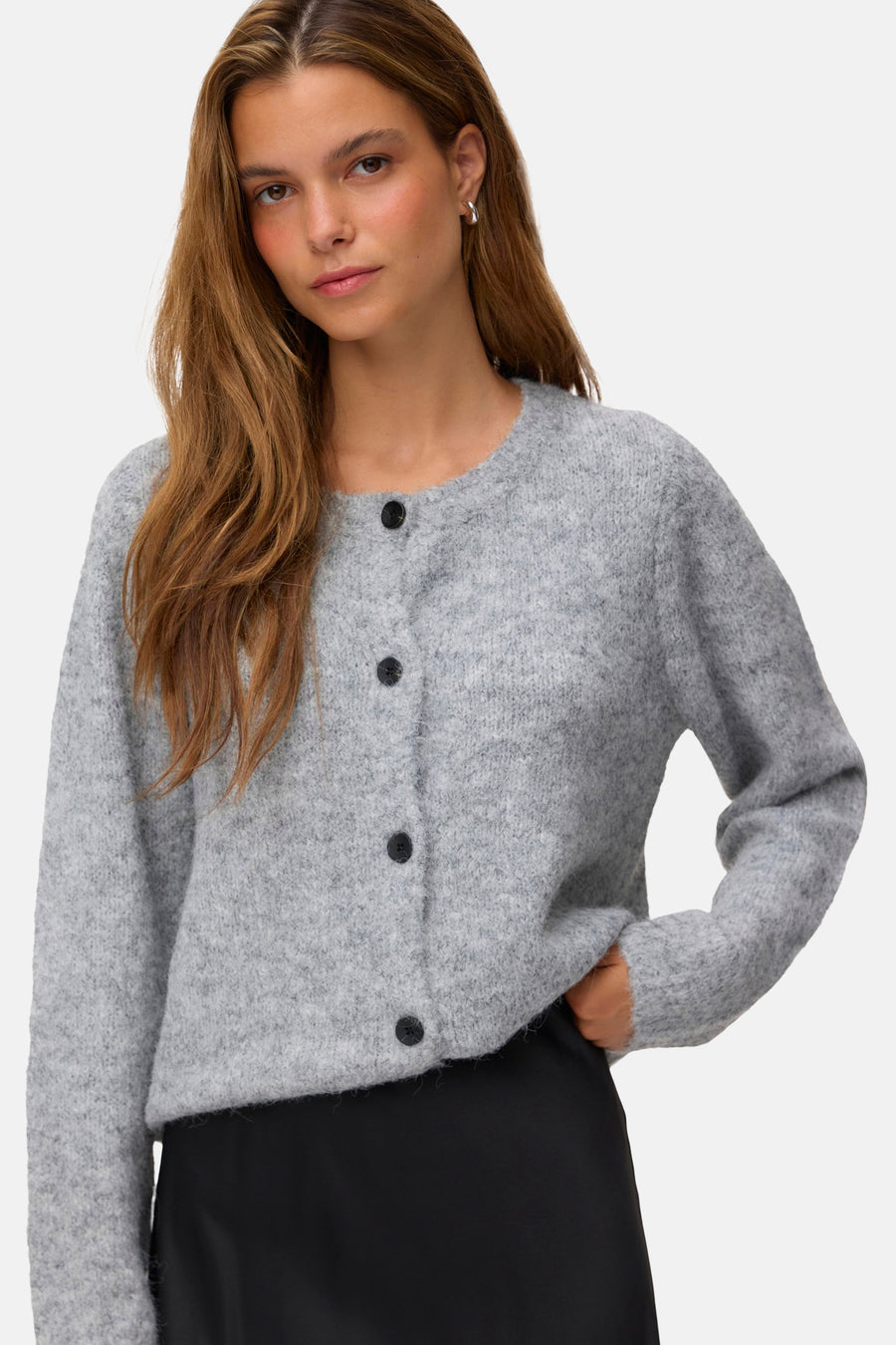 Cardigan - Medium Grey Melange
