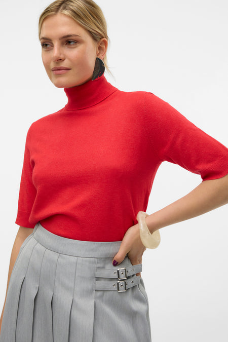 Pull met rolkraag - rood